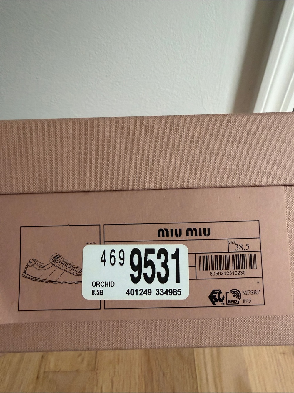 Miu Miu Plume Pink Suede Low-Top Sneakers 8.5 - Picture 5 of 5